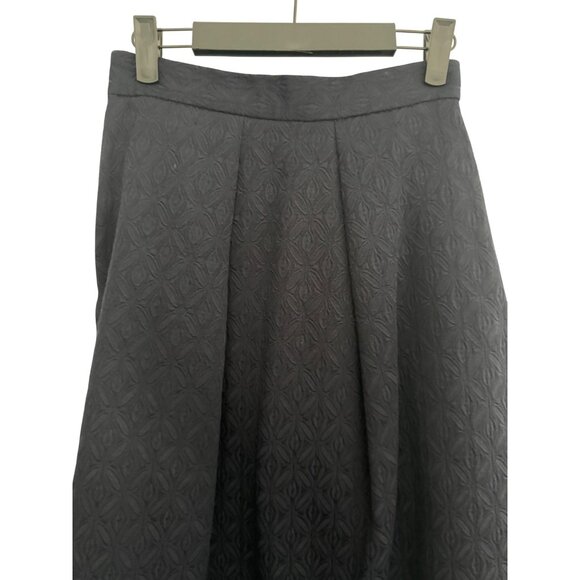 ZARA XS Navy A-Line Tapestry Fabric Skirt Pleats - Picture 9 of 14